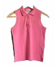 Vintage Lilly Pulitzer Sleeveless Pique Bubblegum Pink Button Collared Polo Top
