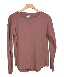 PINK - Victoria's Secret Pink by Victoria Secrets Tee Mauve Size Small Waffle Long Sleeve Tunic T-Shirt