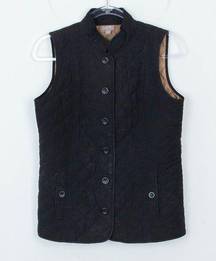 J. Jill Diamond Quilted Field Vest Black Women's Size Petite Small