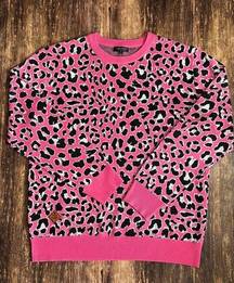 Simply Southern  Pink Black Cheetah Animal Print Pullover Sweater Top Size XL