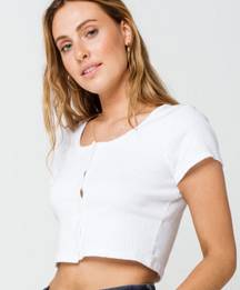 Tilly's Ivy+Main Button White Eyelet Crop Top