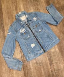 Distressed Denim Jean Jacket