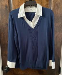 Casual Sweater With Built In Blouse