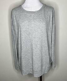 NWT Premise Sweatshirt LARGE Back Zip Top Mist Heather Gray Crew Neck Oversized