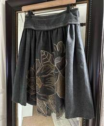 Tibi A Line Full Embroidered Skirt Size 6 Vintage