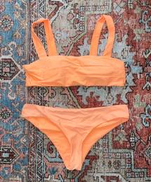 Zaful Orange Seamless Square Neck Bandeau Cheeky Bikini