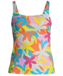 LANDS END SWIMSUIT TURQUOISE BLUE PINK YELLOW ORANGE FLORAL TANKINI TOP 1X