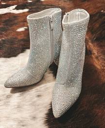 Silver Rhinestone Ankle Boots