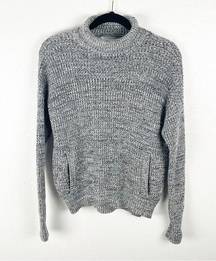 VICTORIA’S SECRET 100% Cotton Fray Marled Kangaroo Pocket Turtleneck Sweater, XS