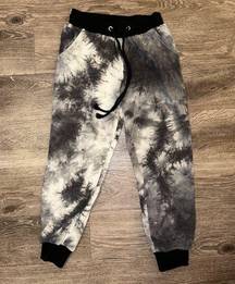 Black and white tie dye joggers