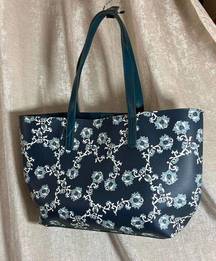 Vinyl Blue & Teal Floral Tote