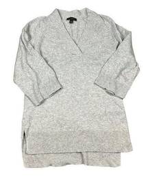 Ann Taylor Womens sweater XS Oversized V Neck Wool Nylon Gray Grey Comfy Cozy