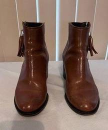 Russell & Bromley Tan Tassal Brown Leather Chelsea side zip boots side 9 EU 39.5