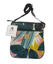 NEW Maude Asbury Crossbody Purse Bag Laminated Fabric Tropical Leaf Print FG1266