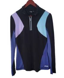 FILA  Sport Colorblock Black Purple Blue Quarter Zip Jacket Women's Medium