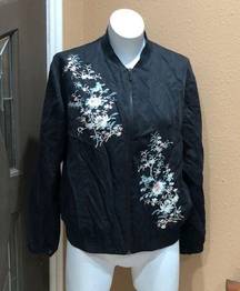 A.Moss black floral embroidered bomber jacket