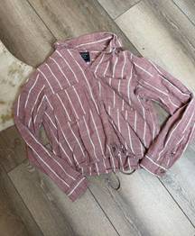 Abercrombie & Fitch Pink White Striped Button Down Shirt