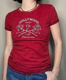 Dollywood Tennessee Y2K Vintage Red Fitted Tee Shirt