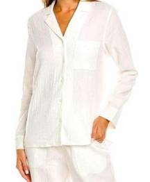 NWT  Camp Collar Gauze Shirt Long-Sleeve Lightweight in White size Medium