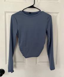 SheIn Blue Side Scrunch Long Sleeve Thermal Shirt