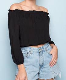 Brandy Melville Black Off the Shoulder Maura Top