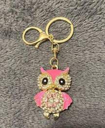 Pink Owl bag charm/ key chain