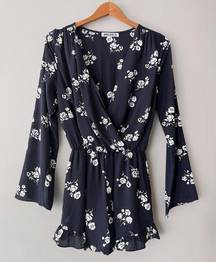 Modlook 29 Women's Dark Navy Floral Long Sleeve Romper Size M