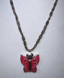 Vintage Butterfly Watch Pendant Necklace **See Description **