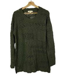 Fashion on Earth Hunter Green Open Chunky Knit Crewneck Sweater S