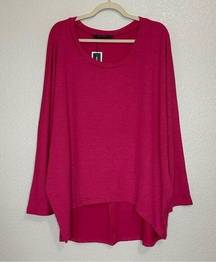 NWT Zanzea Pink Textured High-Low Dolman Sleeves Sweater