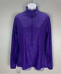 Nike  Pro Dri-Fit Quarter Zip Purple Snakeskin Print Long Sleeve Top Size Large