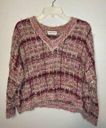 Goodnight Macaroon Women’s Sz Small Multi-Pink Striped Sweater