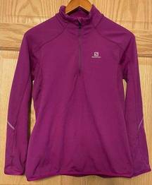 Salomon Sweatshirt Women's Size Med. ActiTherm 1/4 Zip Fuchsia Pullover Collar