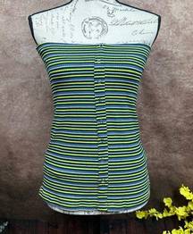 Olivaceous  Striped Tube Top - Yellow/Green/Blue/White - size M