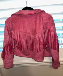 Forever 21 Pink Fringe Suede Jacket