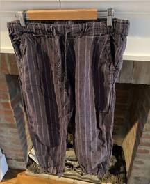 Allen Allen USA Pin Striped Capris Bohemian Loose Fit Pants size Large