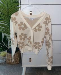 Cream floral print cardigan 