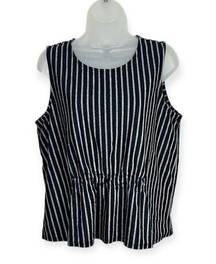 Banana Republic Women’s Sleeveless Linen Striped Peplum Top Size L