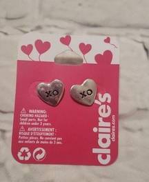 Nwt Claire's Women's Silver Heart XOXO Love Valentine Earrings