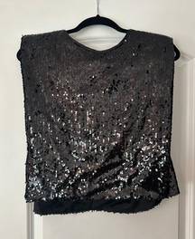 These Three Boutique Black Sequin Top