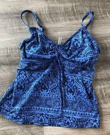 Lands End Purple Tankini Top Swimsuit Size 4 Underwire Scroll Print