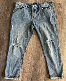 GAP sexy boyfriend Distressed cropped Jeans Womens 14/32