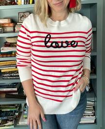 Marled Striped LOVE Graphic Knit Sweater