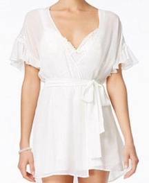 Bridal Floral Trim Wrap Robe SZ LG/XL & Floral Trim Chemise SZ-LG