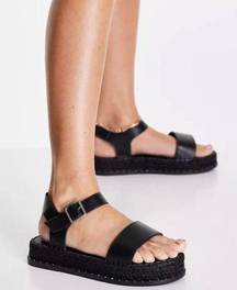 Wide Fit cross strap flatform espadrille sandals