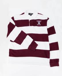 Charles River Apparel Pottsville Lady Tide Soccer Crimson and White Soccer Collared Polo Awing Striped Top