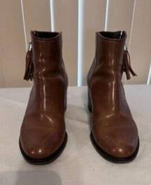 RUSSELL & BROMLEY  Tan Tassal  Brown Leather Chelsea Zip  Boots, Size 9 EU 39.5