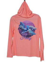 Guy Harvey Peach Pullover Hoodie Manatees - Size S