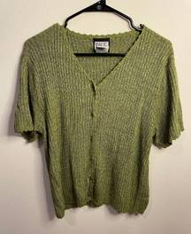 Vintage BICE Button Down Short Sleeve Top Green