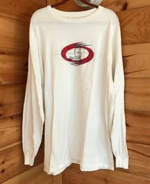 VINTAGE WHITE  LARGE LOGO DEISGN LONG SLEEVE GRAPHIC TEE